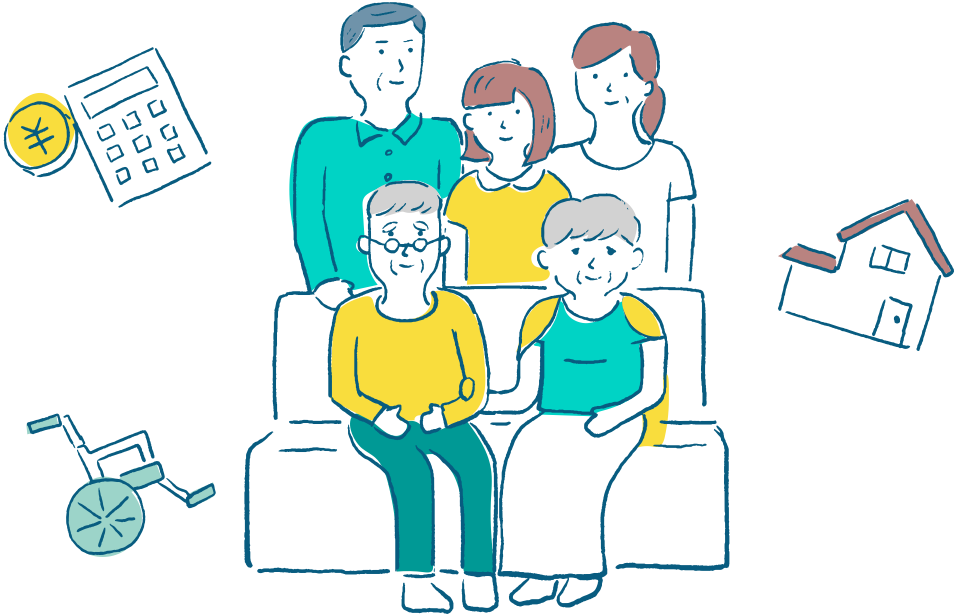 家族の集合写真のイラスト